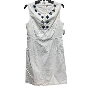 Blithe New York White Dress Sz 10 Sheath Sleeveless Jewel Split Neckline Wedding